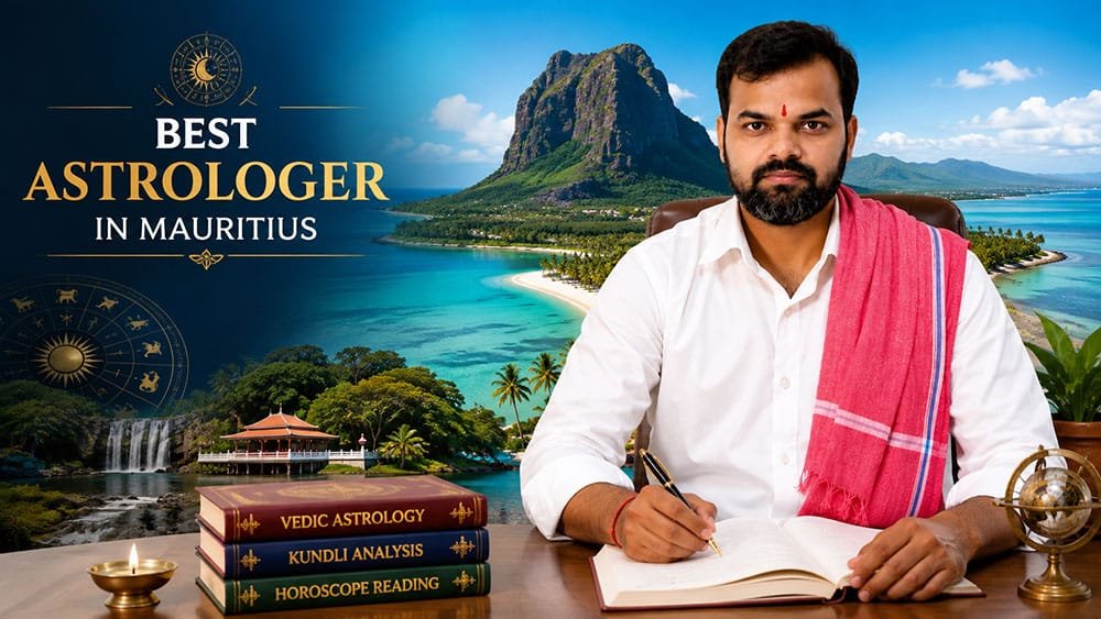 Best Astrologer in Mauritius Jitubhai Pandit offering Vedic astrology consultation for love problem, love marriage, online puja, and horoscope guidance