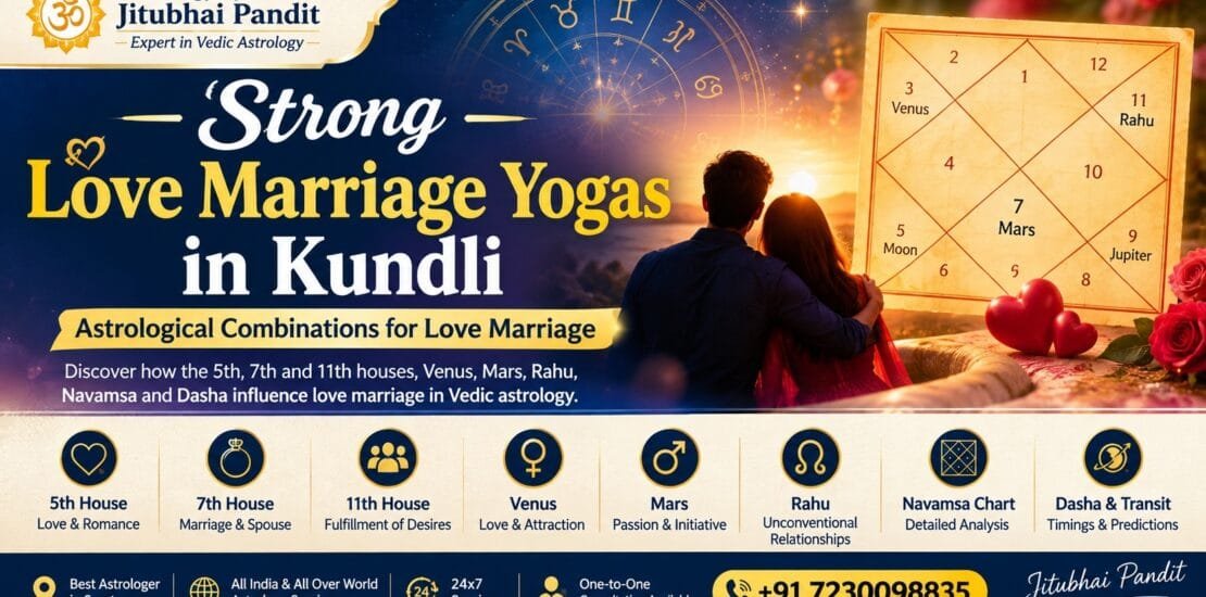 Strong love marriage yogas in Kundli and Vedic astrology